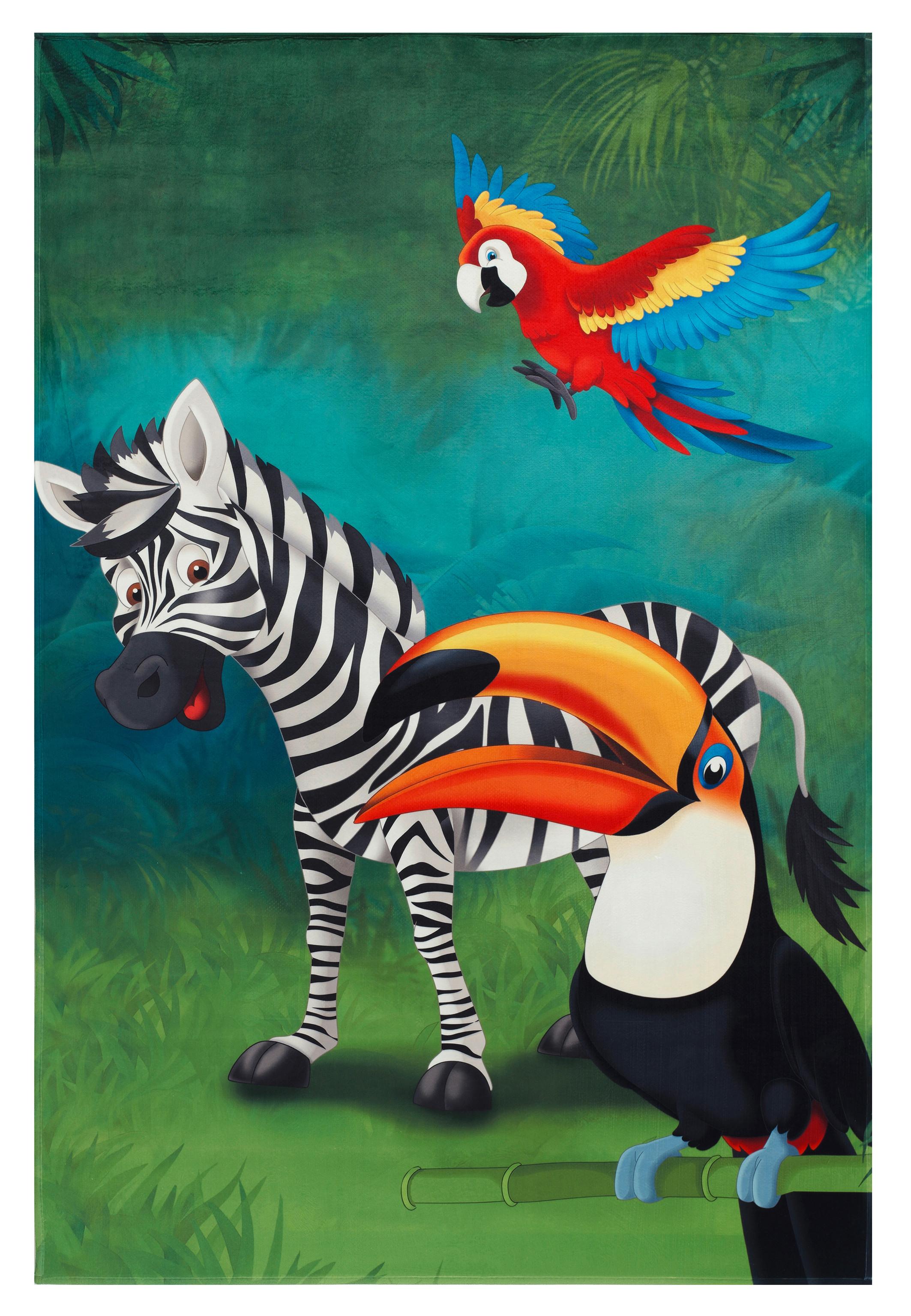 Kinderteppich Tiere Multicolor Dschungel Fieber 80x150 cm - Multicolor/Grün, Trend, Textil (80/150cm)