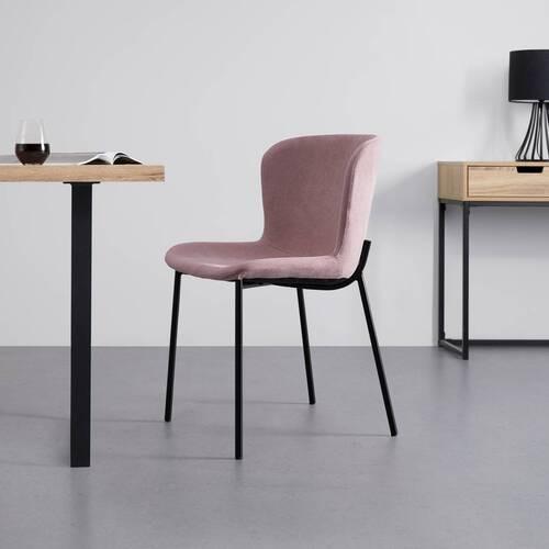 Židle NOEMIE růžová - růžová/černá, Moderní, kov/dřevo (46/79/56cm) - Bessagi Home
