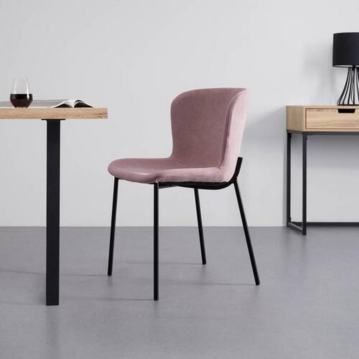 Židle NOEMIE růžová - růžová/černá, Moderní, kov/dřevo (46/79/56cm) - Bessagi Home