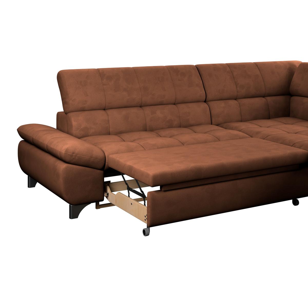 Ecksofa Gemini Cognac, B: 312cm - Chromfarben/Cognac, KONVENTIONELL, Textil (312/234cm)
