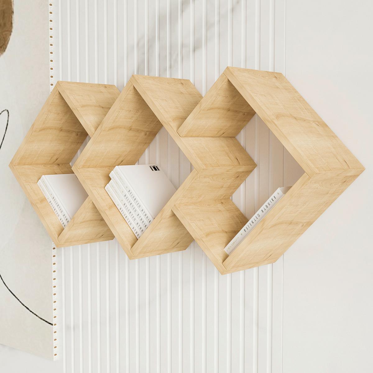 Wandregal Galaxy Eiche Dekor B: 102 Cm - Eichefarben, Design, Holzwerkstoff (102/42/20cm) - Livetastic