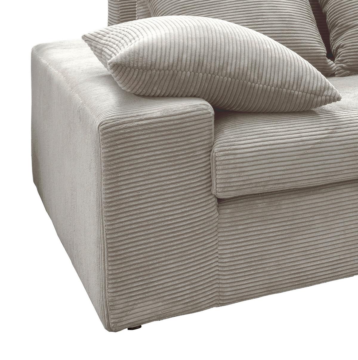 Viersitzer-sofa Avellino Silberfarben Cord - Silberfarben/Schwarz, MODERN, Textil (308/80/140cm) - Livetastic