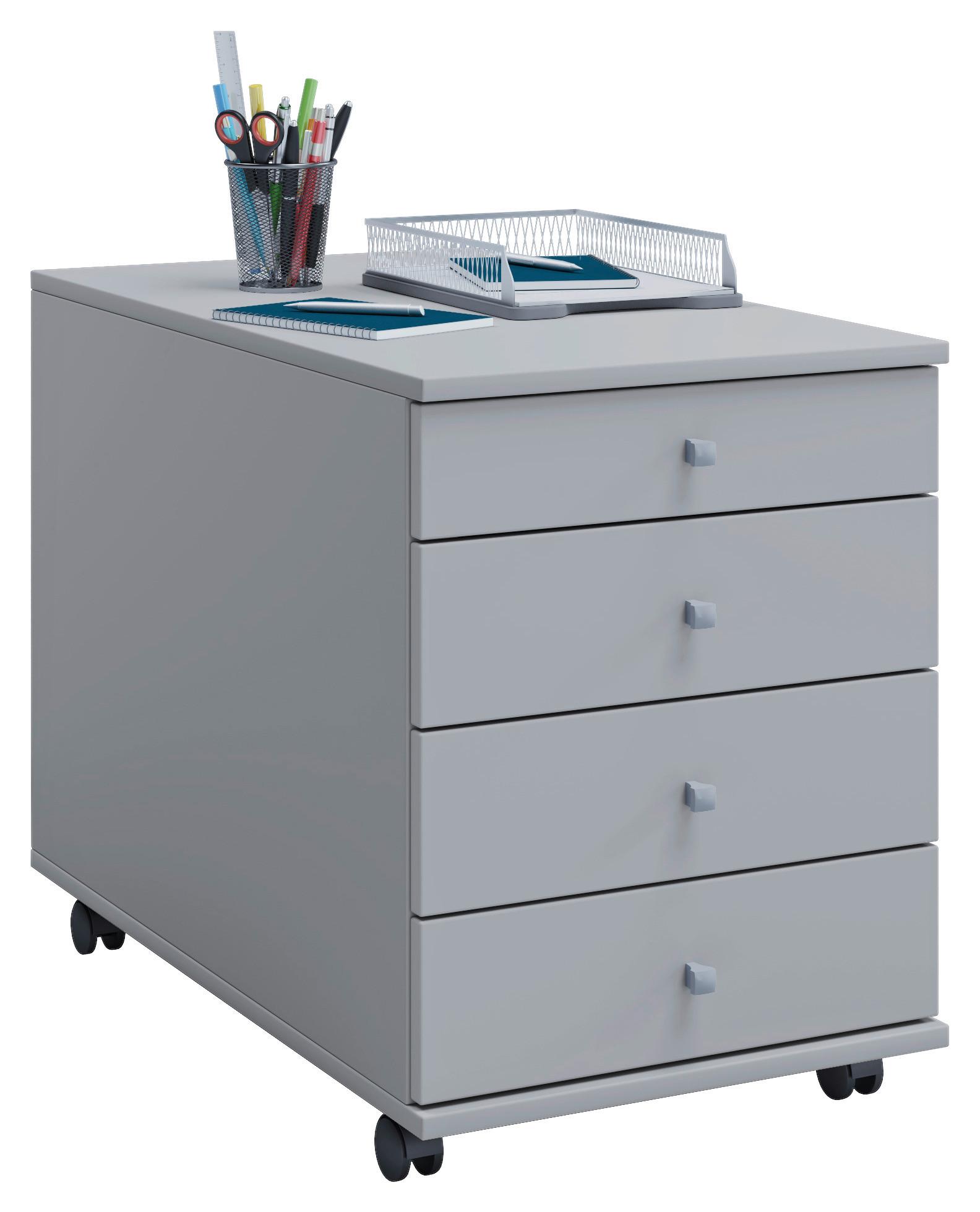 KONTAJNER NA KOLIESKACH LONA MAXI SIVÁ - sivá/strieborná, Basics, kompozitné drevo/plast (42/57/80cm) - P & B