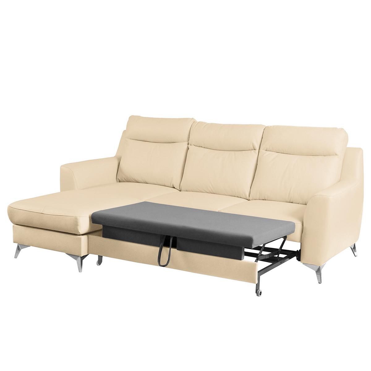 Ecksofa Gio Beige S: 236x168 Cm - Chromfarben/Beige, Design, Leder/Textil (236/168cm) - Livetastic