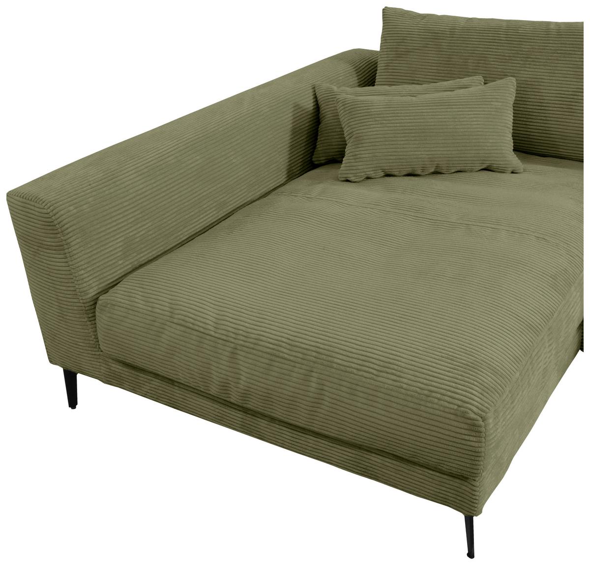 Ecksofa Berlin Cord Olivgrün 172x313 cm - Schwarz/Olivgrün, Design, Textil (172/313cm) - Livetastic