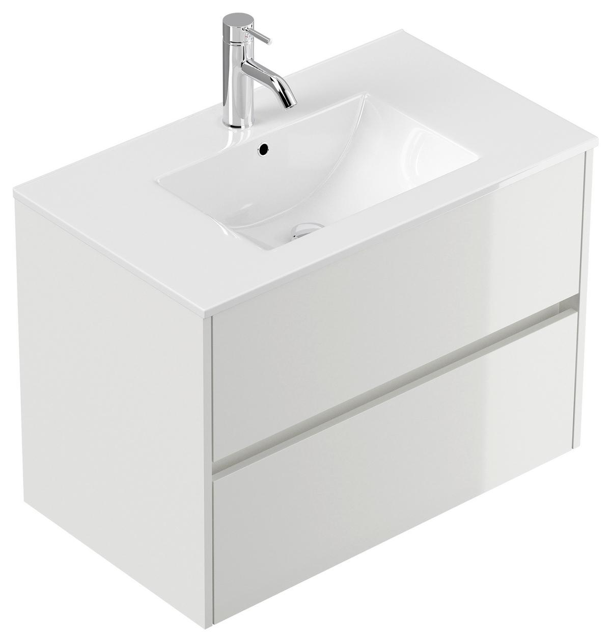 Waschtischkombi Limes Weiß Hg B: 81 cm - Weiß Hochglanz/Weiß, MODERN, Keramik/Holzwerkstoff (81/58,7/46,5cm) - MID.YOU