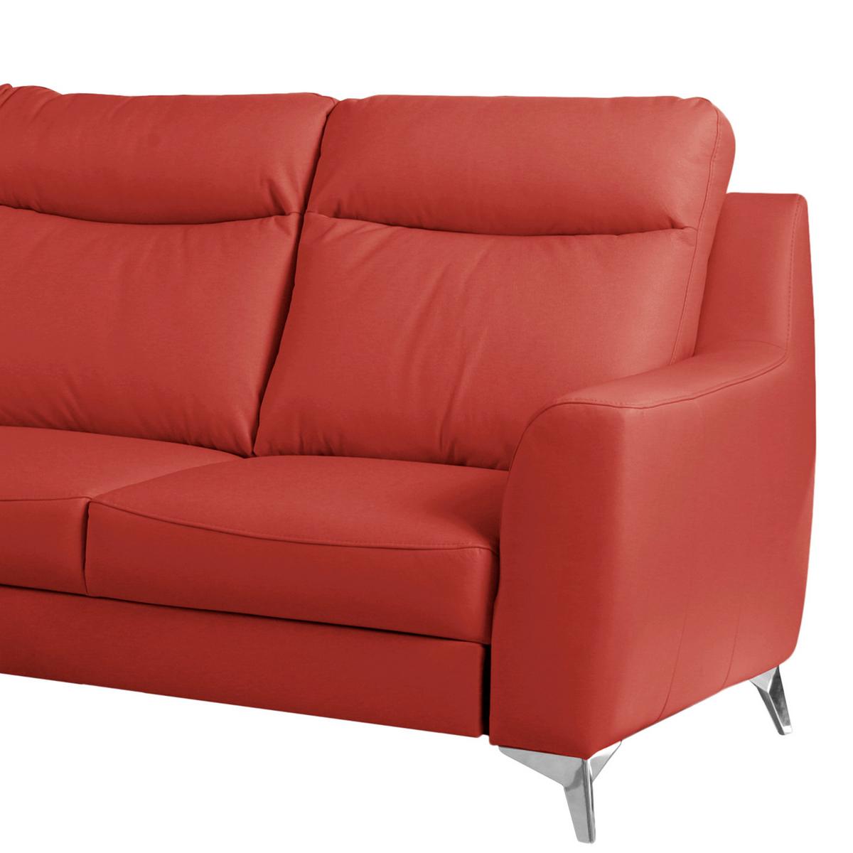 Ecksofa Gio Rot S: 168x236 cm - Chromfarben/Rot, Design, Leder/Textil (168/236cm) - Livetastic