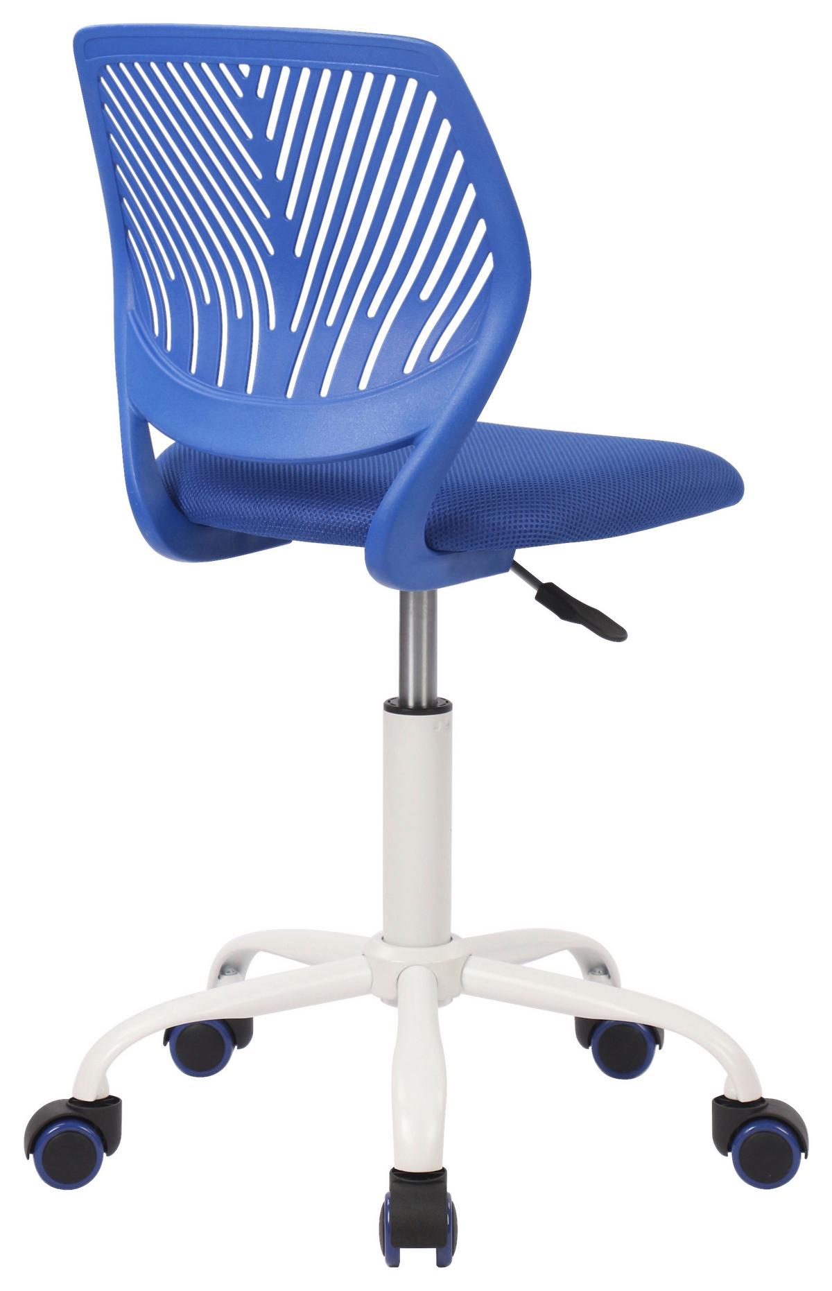 Otočná židle Kira modrá  cca. 40x87x44cm - bílá/modrá, Moderní, kov/dřevo (40/87/44cm) - Mömax