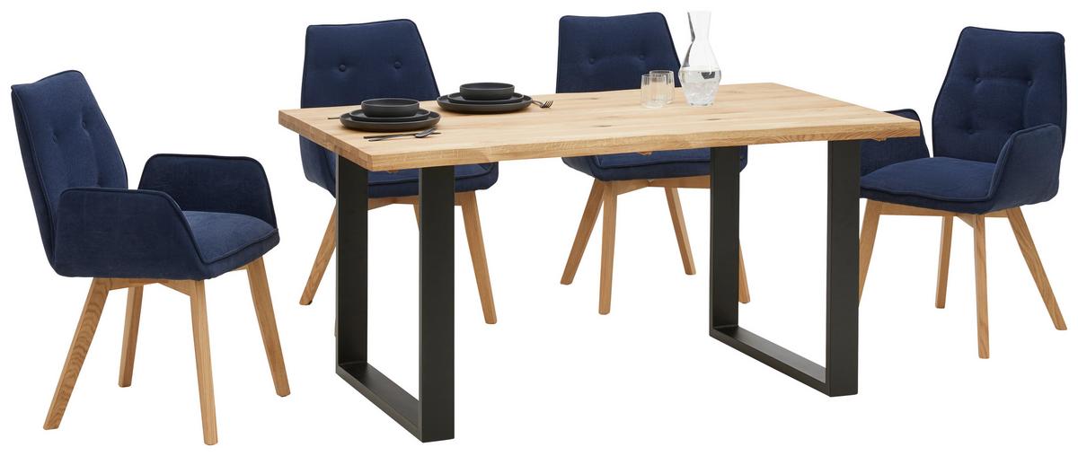 Esstisch Wood 160x75 Cm Eiche - Schwarz/Naturfarben, KONVENTIONELL, Holz/Metall (160/75/90cm) - James Wood
