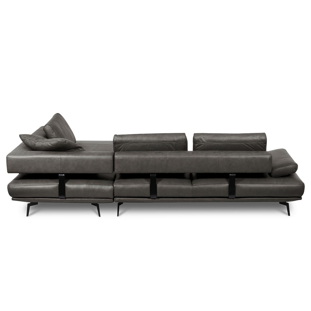 Ecksofa Como Echtleder Anthrazit 306x237 - Anthrazit/Schwarz, Design, Leder (306/237cm) - Livetastic