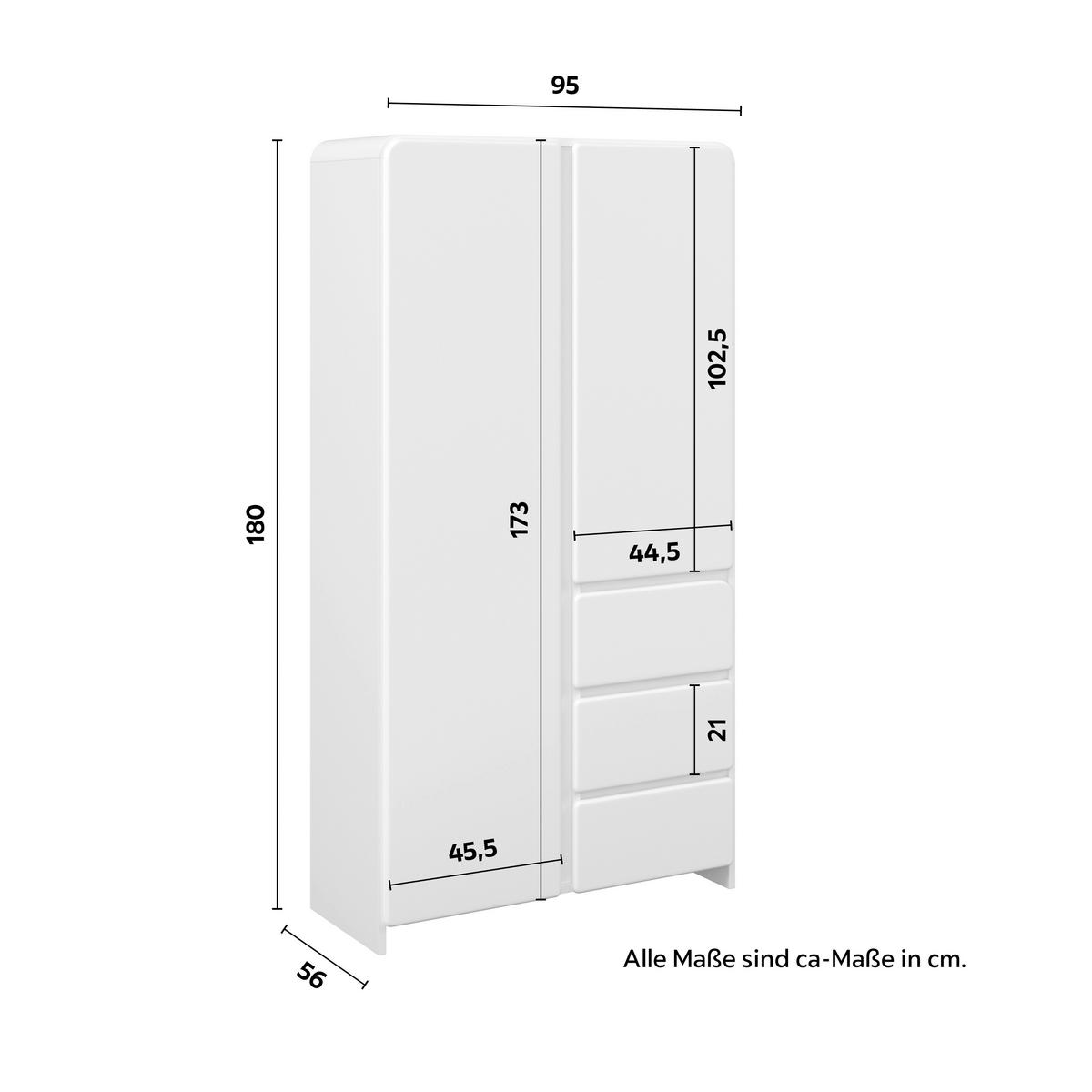 Dětská šatní skříň ELIO dekor bílá - bílá, Moderní, kompozitní dřevo (95/180/56cm) - Bessagi Kids