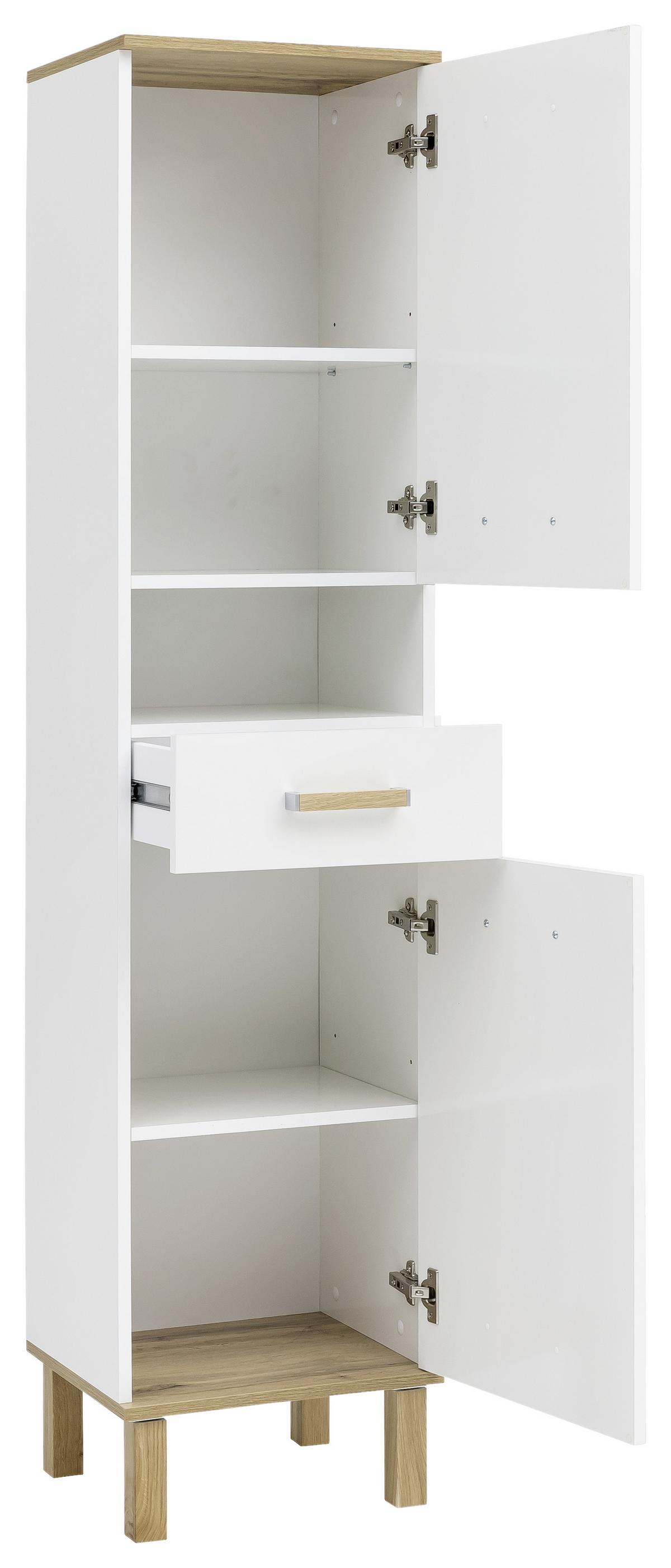 Hochschrank Padua BxH: 40,4x178,5 cm Weiß/Eiche Dekor - Eichefarben/Weiß, MODERN, Holzwerkstoff (40,4/178,5/35,0cm) - MID.YOU