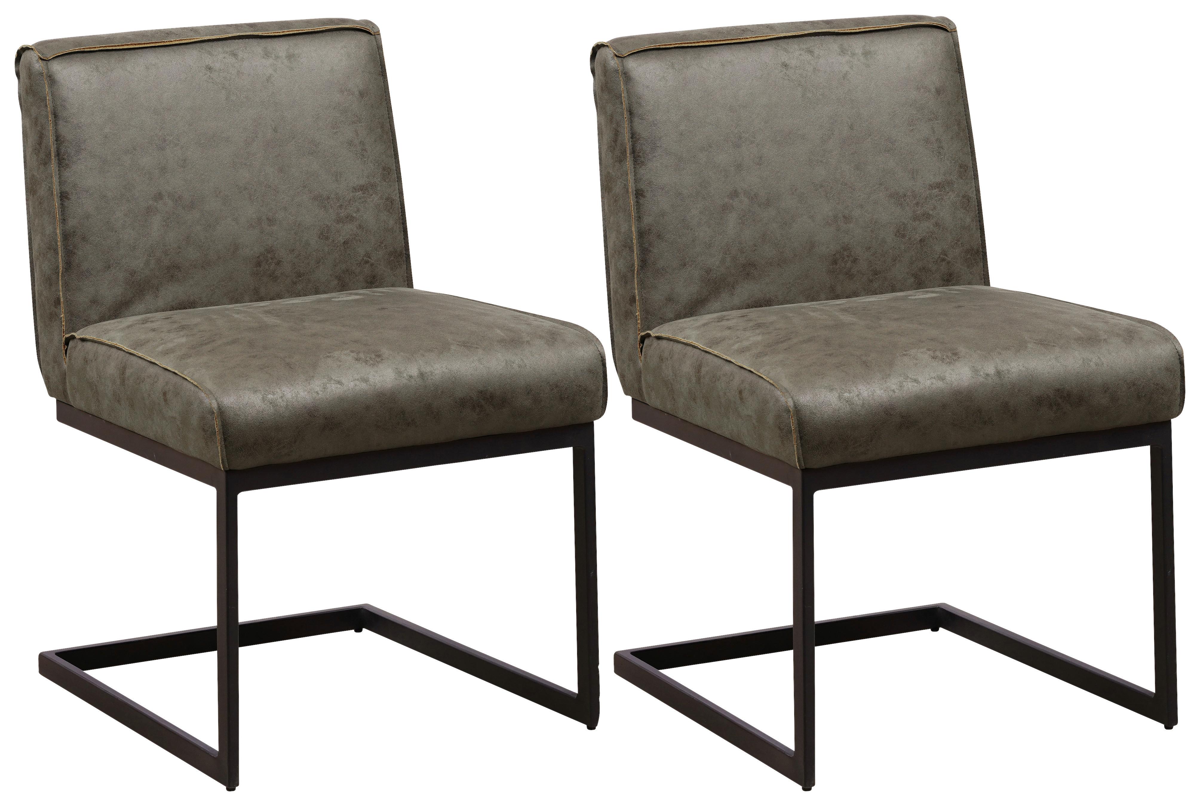 Schwingstuhl-Set Benji Dunkelgrün - Dunkelgrün/Schwarz, KONVENTIONELL, Textil/Metall (53/81/61cm) - MID.YOU