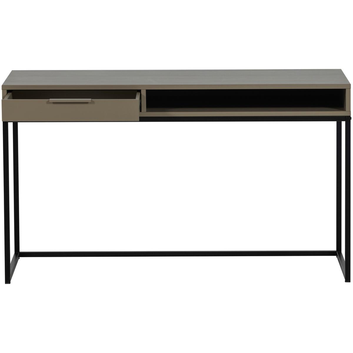 Schreibtisch Nore Schlammfarben B: 130 cm - Schlammfarben/Schwarz, MODERN, Holz/Metall (130/58/75cm) - Livetastic