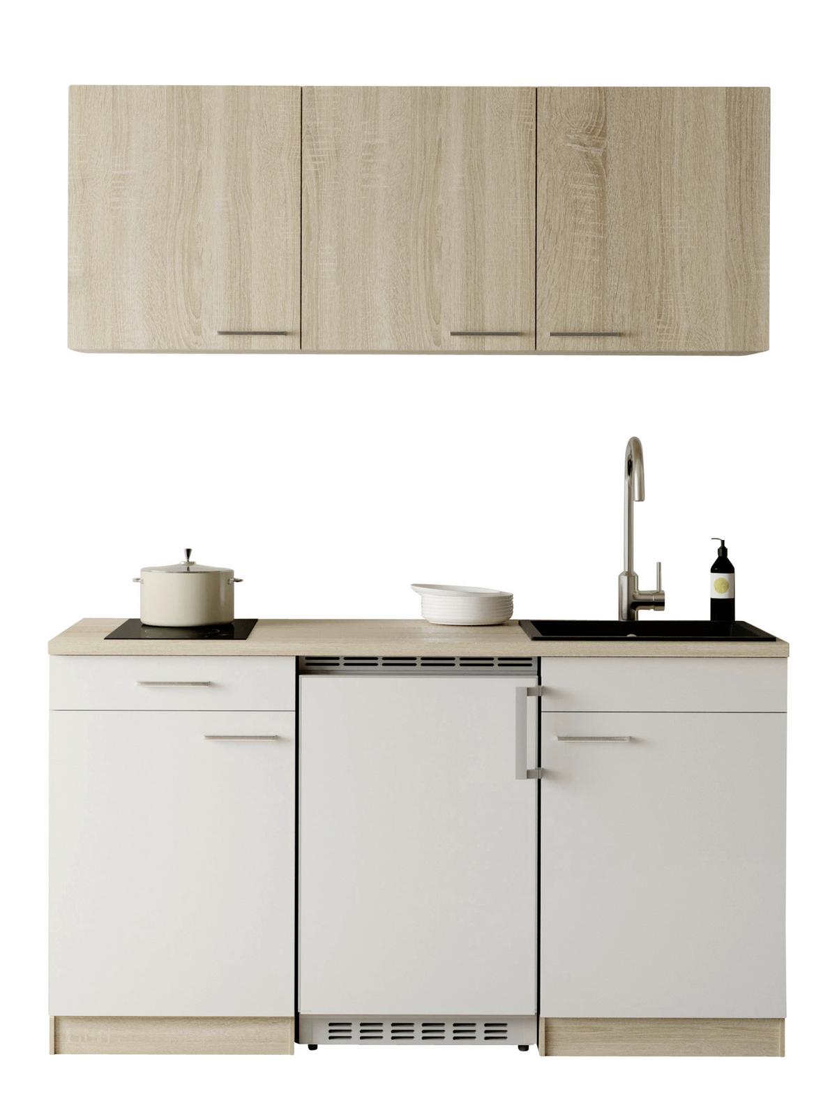 MINIKÜCHE Ingrid, Weiß B: 150 cm - Eichefarben/Weiß, Design, Holzwerkstoff (150cm) - Respekta