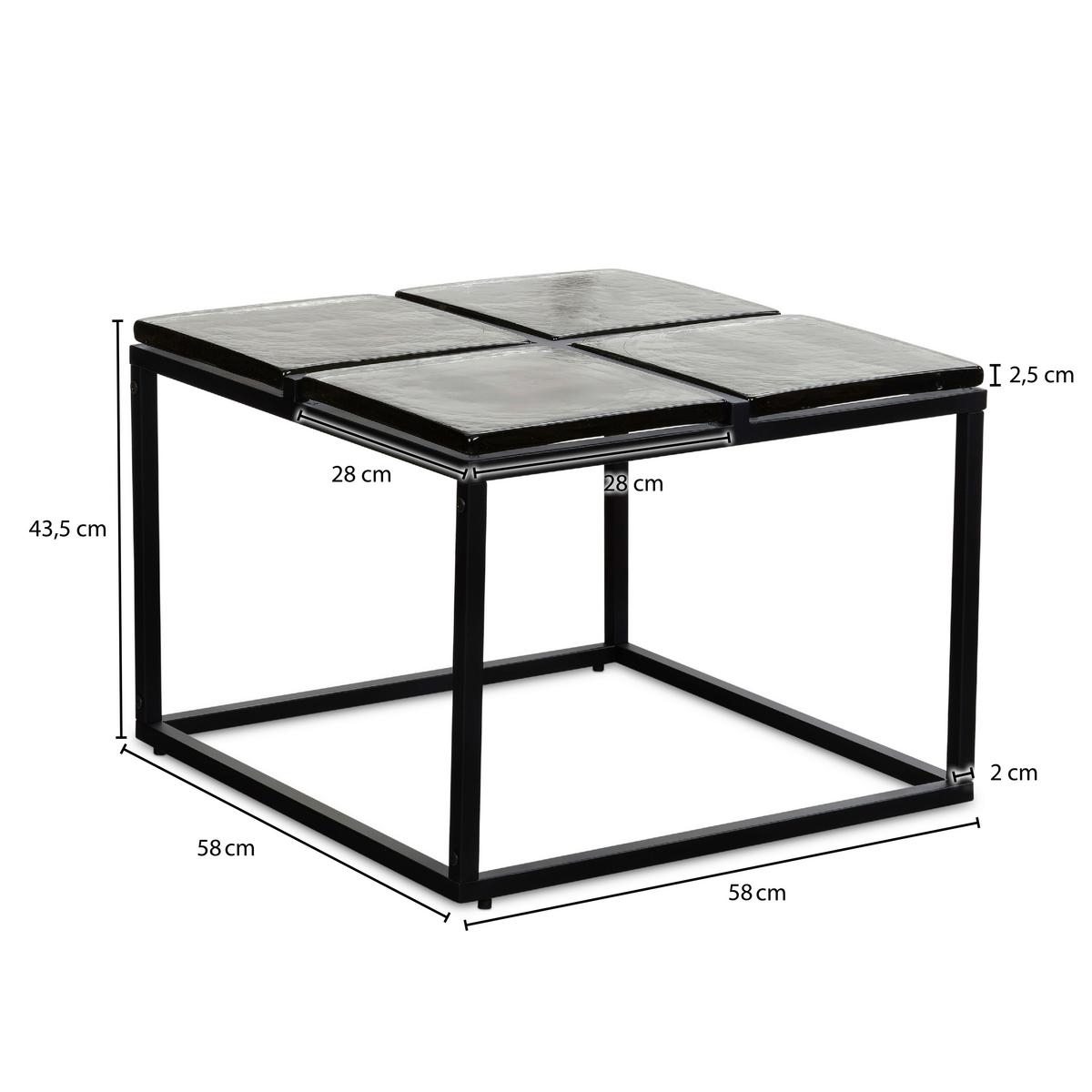 Couchtisch Schwarz L: 58 cm - Schwarz, Design, Glas/Metall (58/58/43,5cm) - MID.YOU