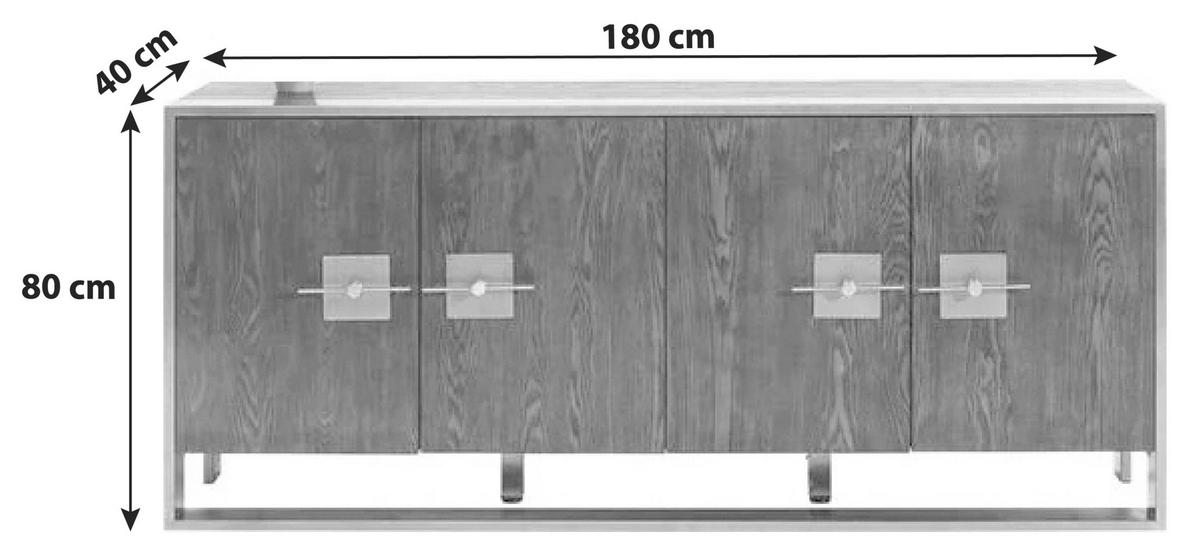 Sideboard 180 Cm Osaka, Braun/messingfarben - Messingfarben/Braun, Trend, Holzwerkstoff/Metall (180/80/40cm) - Kare-Design