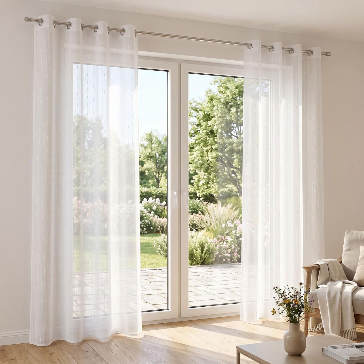Vorhang mit Ösen Kamila 140x245 cm  Weiß - Weiß, MODERN, Textil (140/245cm) - Luca Bessoni
