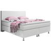 Boxspringbett mit Topper Lederlook 180x210 Madrid - Silberfarben/Weiß, KONVENTIONELL, Leder/Textil (180/115/210cm) - MID.YOU