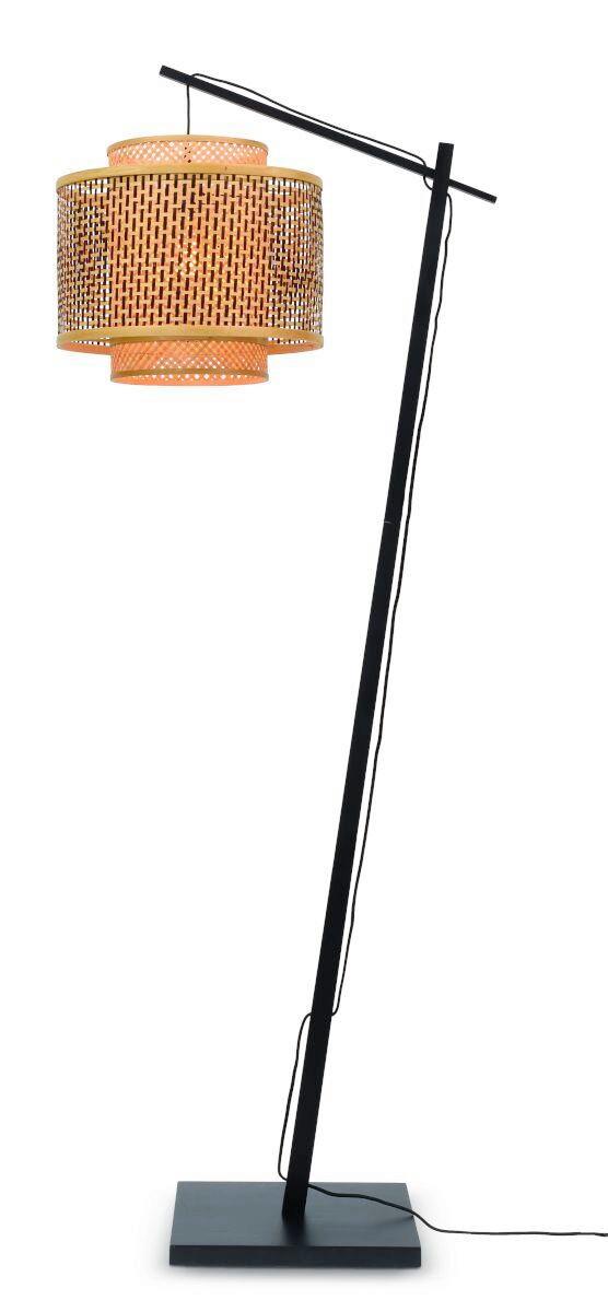 STEHLEUCHTE BHUTAN/F/AD/B/4034/BN - Schwarz/Naturfarben, Trend, Holz (176/40/68cm) - Good & Mojo