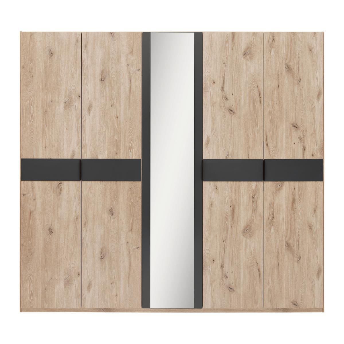 Skriňa s otočnými dverami BERGAMO, š. 225 cm - čierna/grafitová, Konventionell, kov/kompozitné drevo (225/208/58cm) - Based