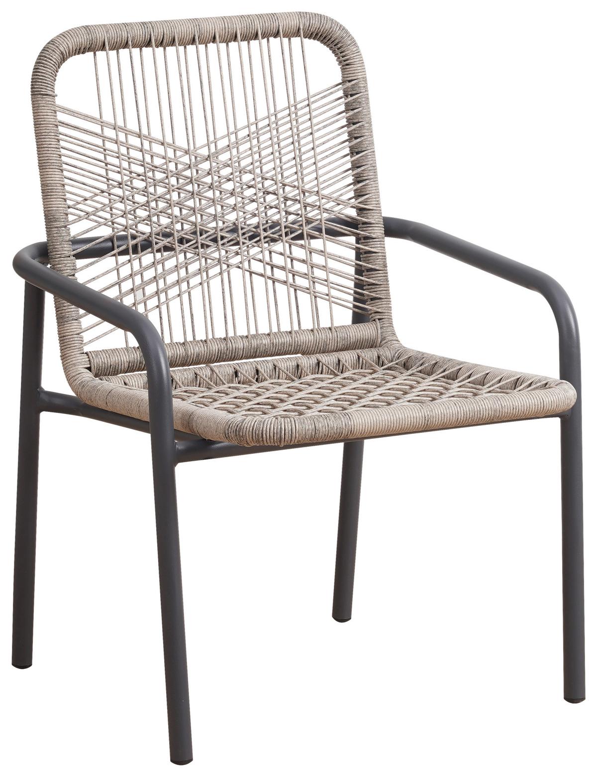 Gartensessel 2er-set Helmond Kunststoff/edelstahl - Sandfarben/Anthrazit, Design, Kunststoff/Metall (53/76/44cm) - Gardenson