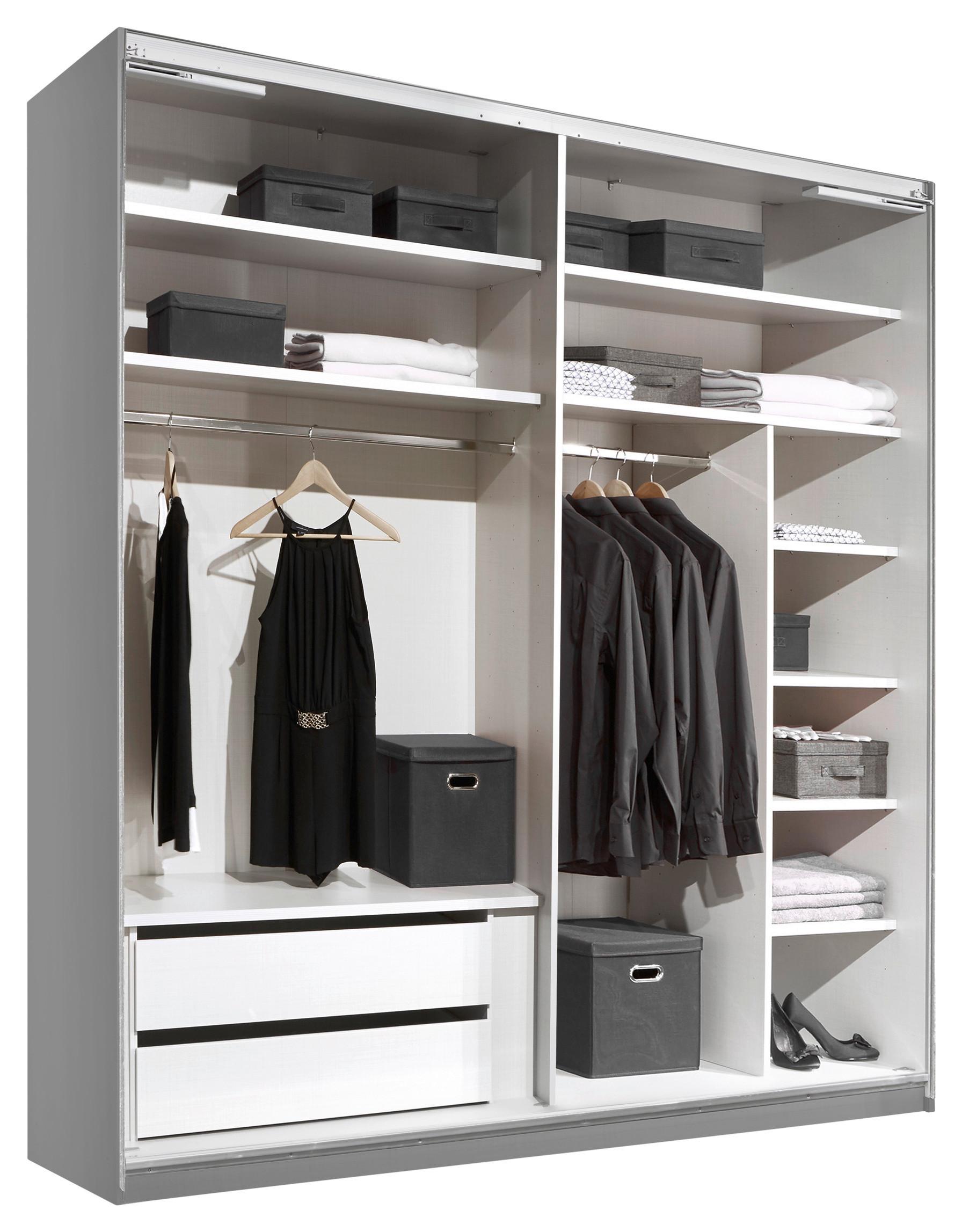 Schwebetürenschrank 167cm Includo, Grau - Weiß/Grau, MODERN, Holzwerkstoff (167/222/68cm)