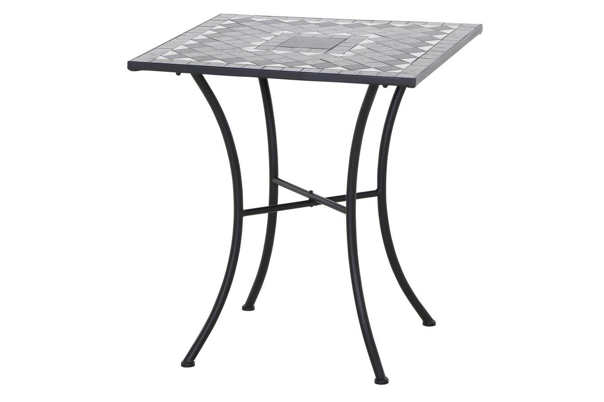 Gartentisch Como Metall/Keramik L 64 cm - Schwarz, KONVENTIONELL, Keramik/Metall (64/64/71cm) - Siena Garden
