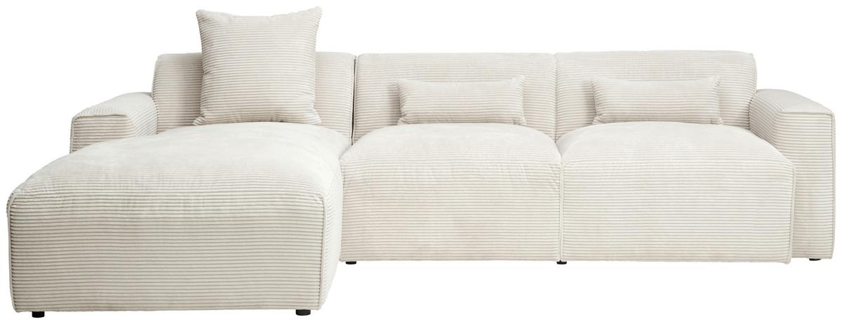 Ecksofa Pearl - Beige/Schwarz, Design, Textil (196/303cm) - Livetastic