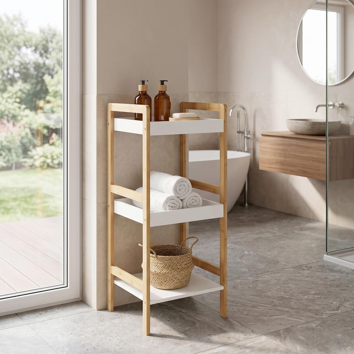 REGAL LIANE 3 - Naturfarben/Weiß, MODERN, Naturmaterialien/Holzwerkstoff (36/80/33cm)