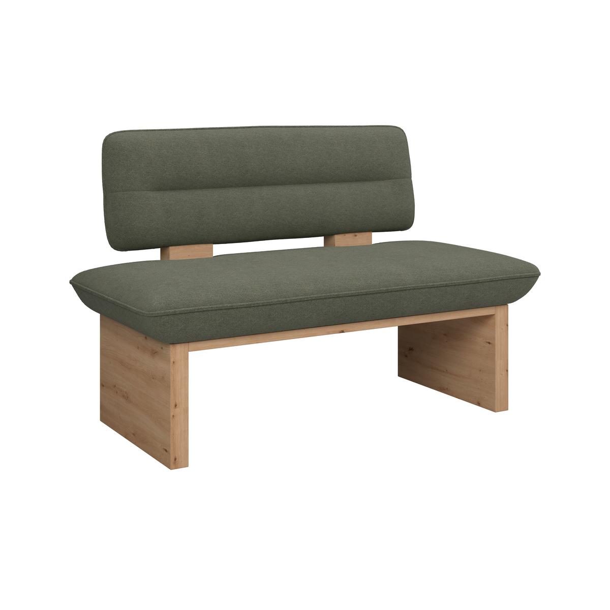 Sitzbank Beluna II Webstoff grün, B: 140cm - Eichefarben/Schwarz, KONVENTIONELL, Holzwerkstoff/Textil (140/87/67cm) - James Wood