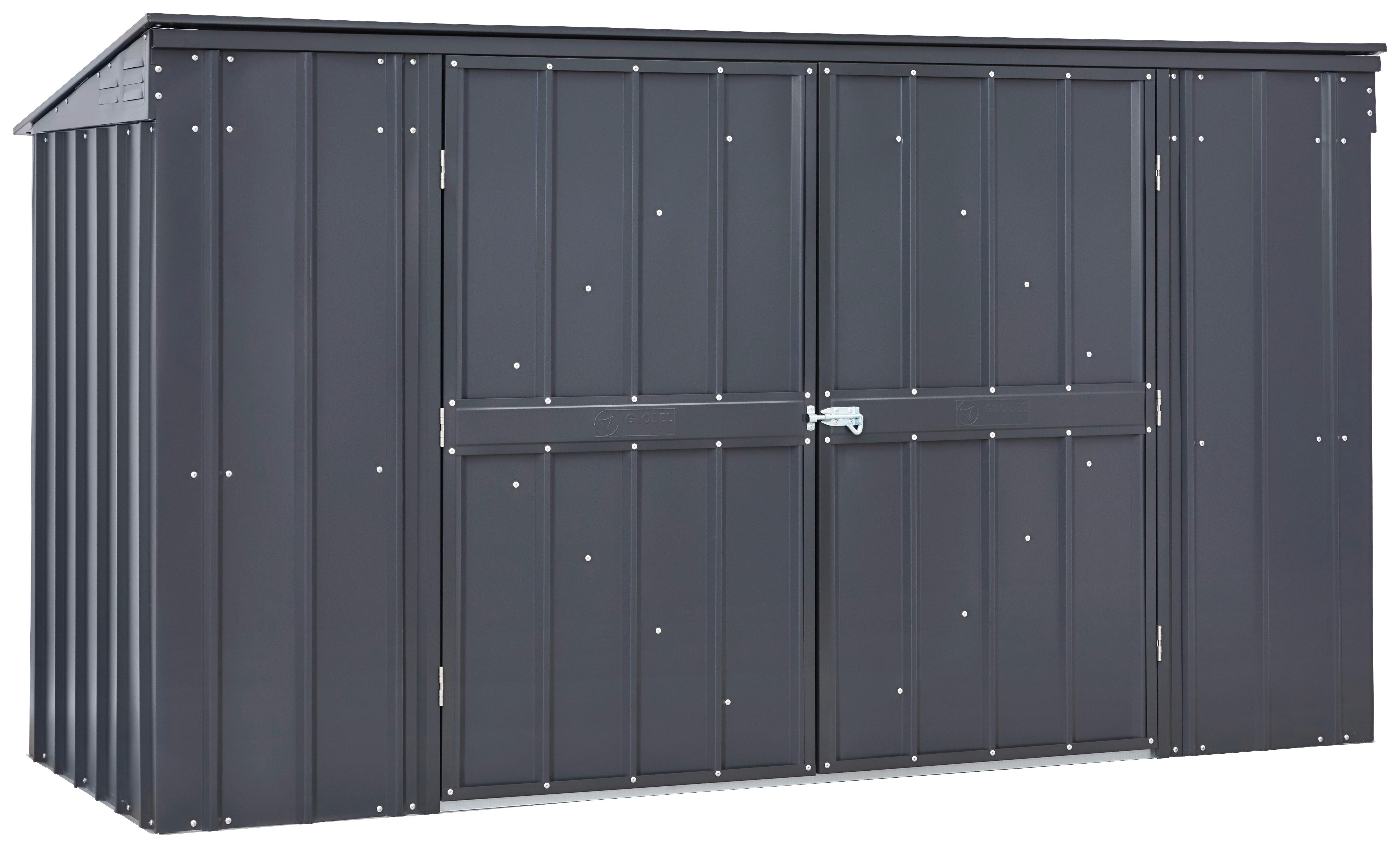Mülltonnenbox für 3 Tonnen BxHxT 236x131,5x101cm + Pultdach - Anthrazit, Basics, Metall (236/131,5/101cm)