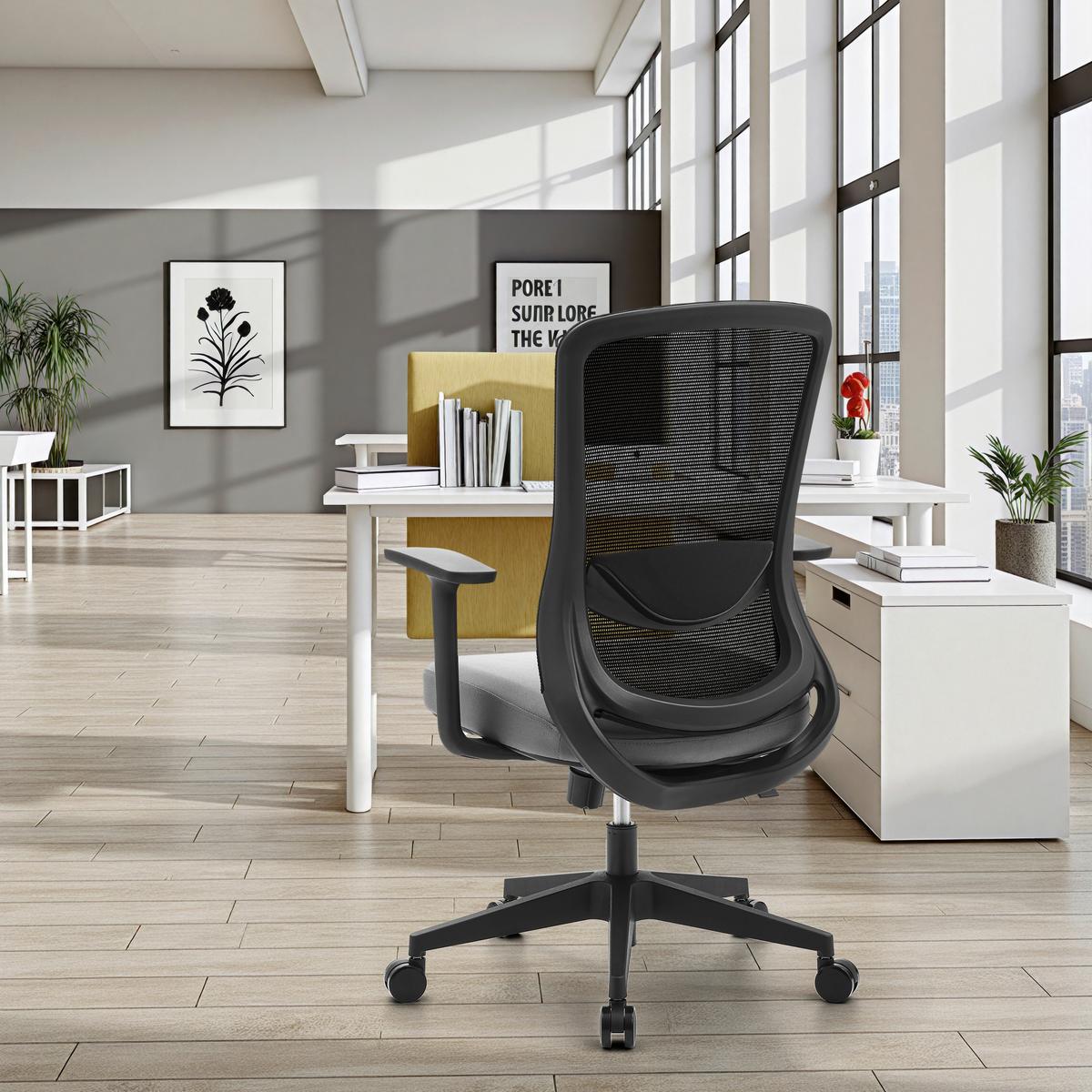 DREHSTUHL Sedito Grau/Schwarz B: 70cm - Schwarz/Grau, MODERN, Kunststoff/Textil (70/112/61cm) - MID.YOU