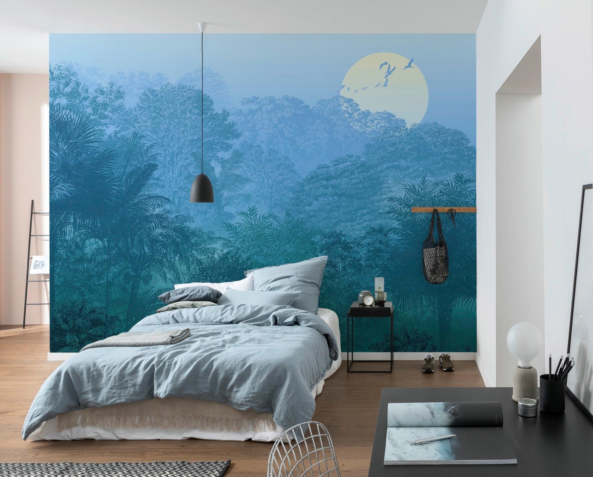 Fototapete Deep In The Jungle - Blau/Weiß, Trend, Papier (400/280cm) - Komar
