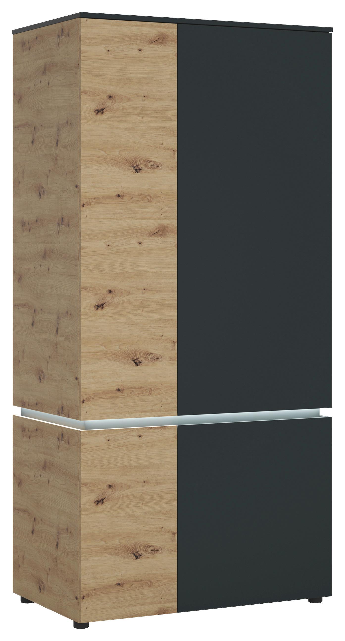 Schrank Luci Grau Eiche Artisan/Grau B: 95,4 cm - Eichefarben/Eiche Artisan, Trend, Holzwerkstoff (95,4/199/58cm) - MID.YOU