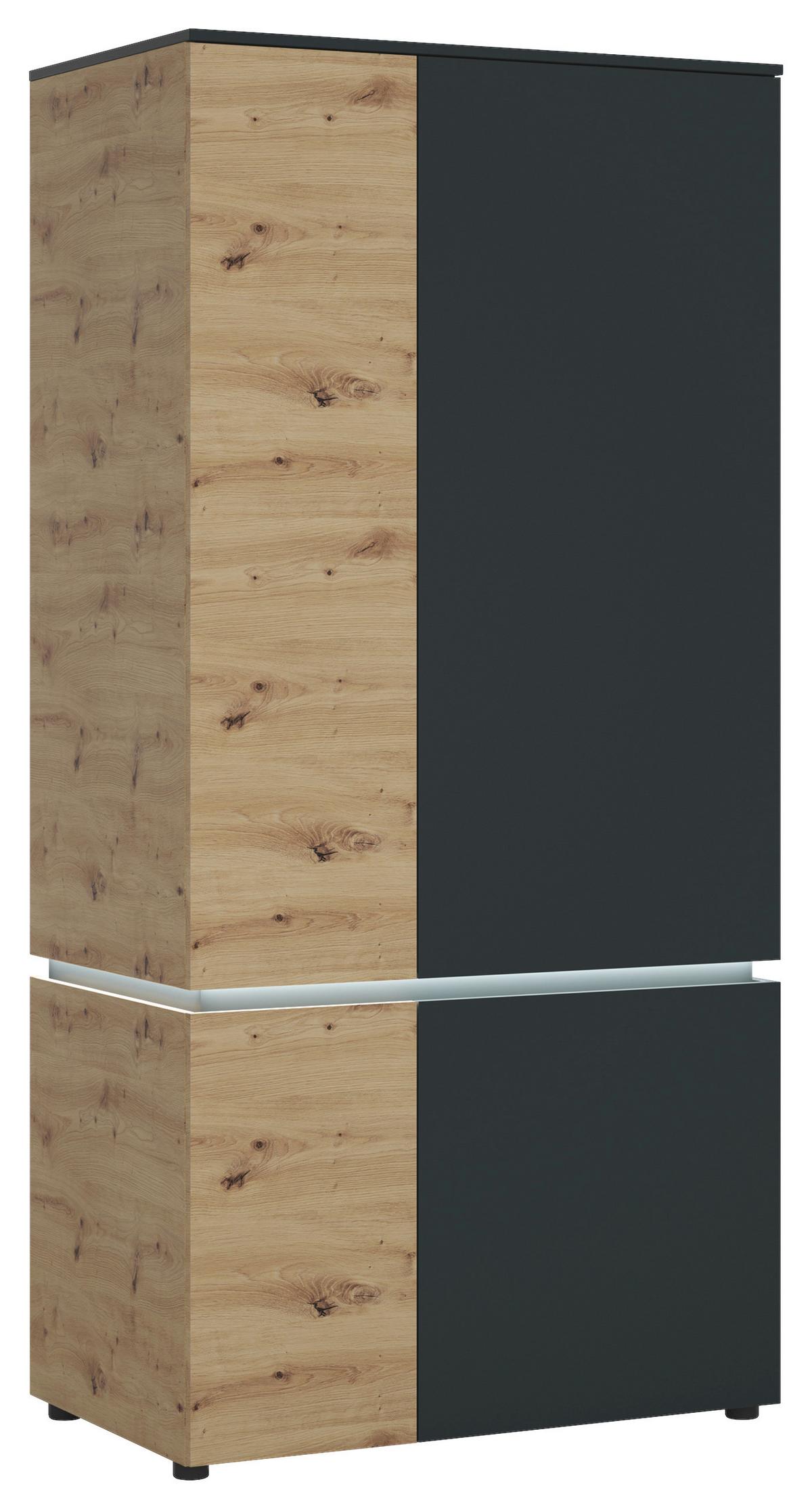 Schrank Luci Grau Eiche Artisan/Grau B: 95,4 cm - Eichefarben/Eiche Artisan, Trend, Holzwerkstoff (95,4/199/58cm) - MID.YOU