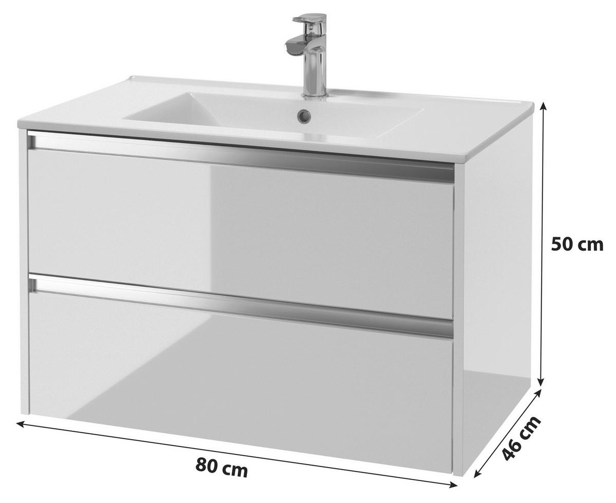 Waschbecken mit Unterschrank Nena B: 80 cm Weiß - Weiß, Basics, Keramik/Holzwerkstoff (80cm) - MID.YOU