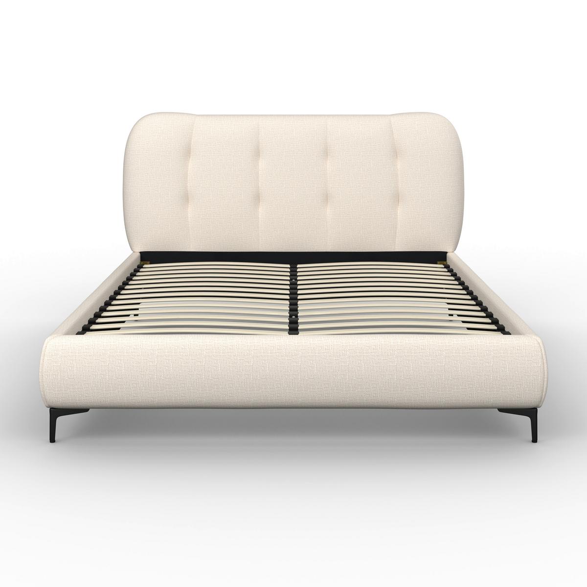 Čalouněná postel GLARIS 160x200 cm, krémová - černá/barvy dubu, Moderní, kov/dřevo (160/200cm) - Bessagi Home