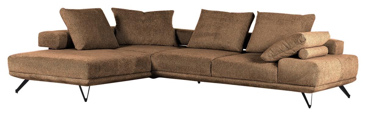 Ecksofa Bolzano - Cognac/Schwarz, KONVENTIONELL, Textil (240/310cm) - MID.YOU