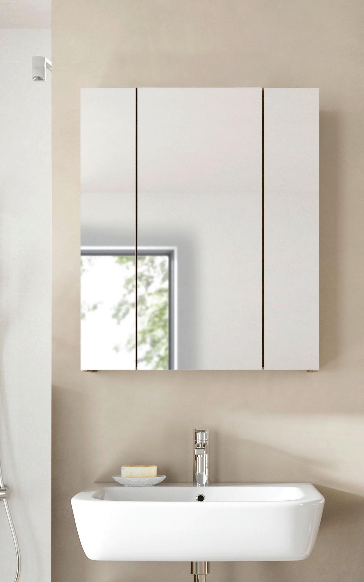 Spiegelschrank Ice Schwarz/Eiche Dekor B: 60cm - Eiche dunkel/Schwarz, Basics, Glas/Holzwerkstoff (60/70/18cm) - MID.YOU