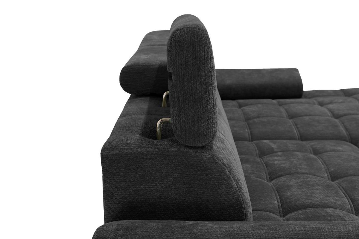 Rohová sedačka VEGAS, pravá, černá žinylka - černá, Design, dřevo/textil (294/173cm)
