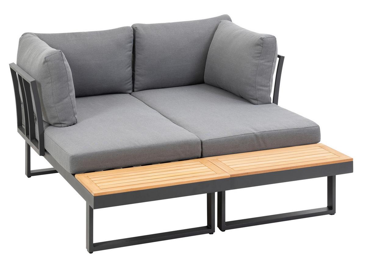 Loungegarnitur 3-Tlg. Samara Holz/Metall/Textil mit Kissen - Anthrazit/Grau, Basics, Holz/Textil (253/70/175cm) - Gardenson