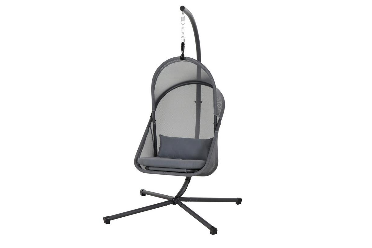 Hängesessel mit Gestell Mit Sitz- und Rückenkissen - Blau/Anthrazit, KONVENTIONELL, Kunststoff/Textil (123/195cm) - Siena Garden