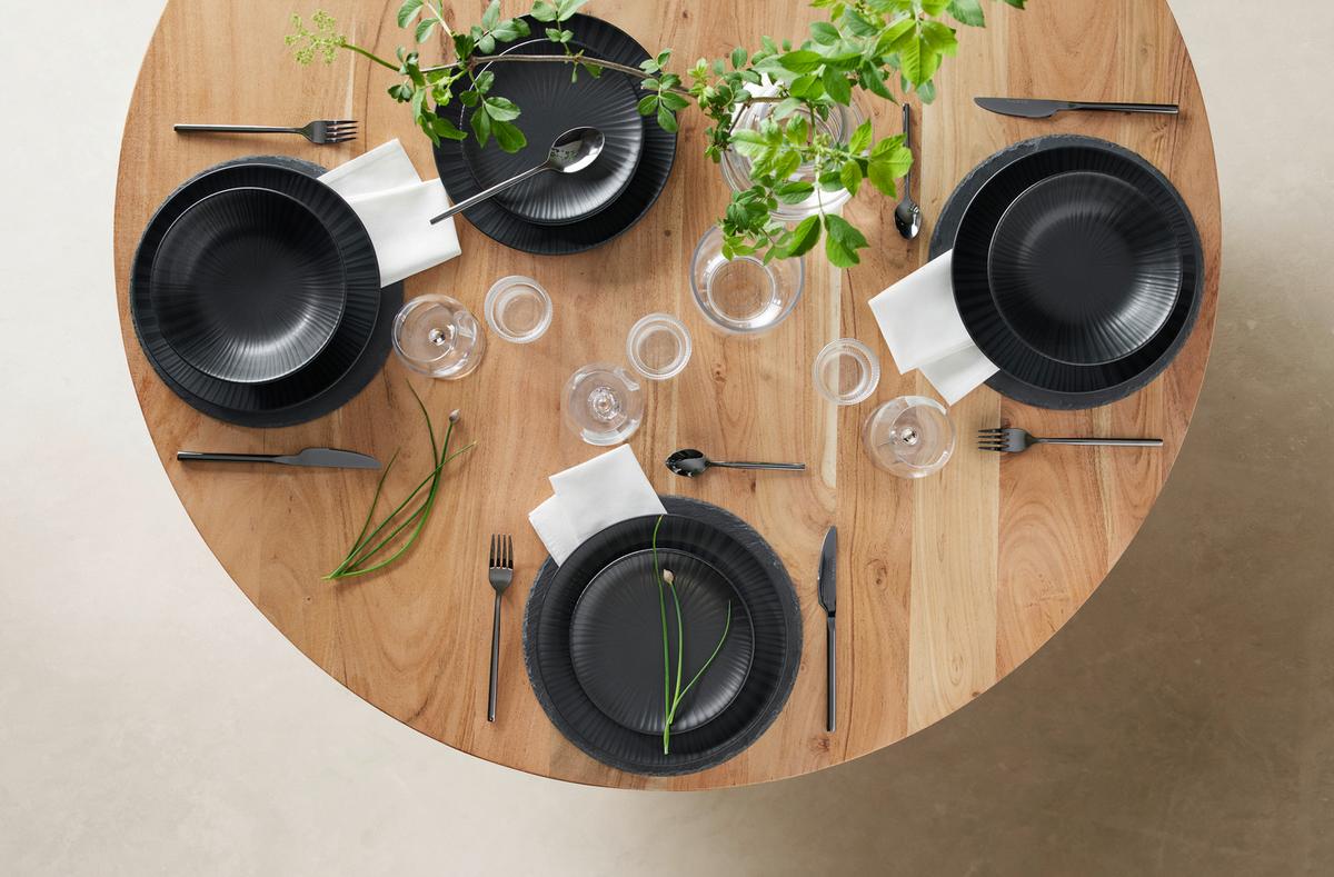 Jídelní souprava 12-dílná - černá, Moderní, keramika - Mömax