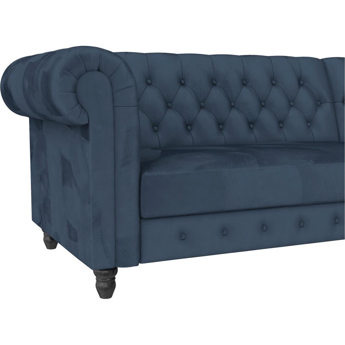 Ecksofa Firenze Blau, mit Schlaffunktion - Blau/Schwarz, Basics, Textil (241/154cm) - Livetastic