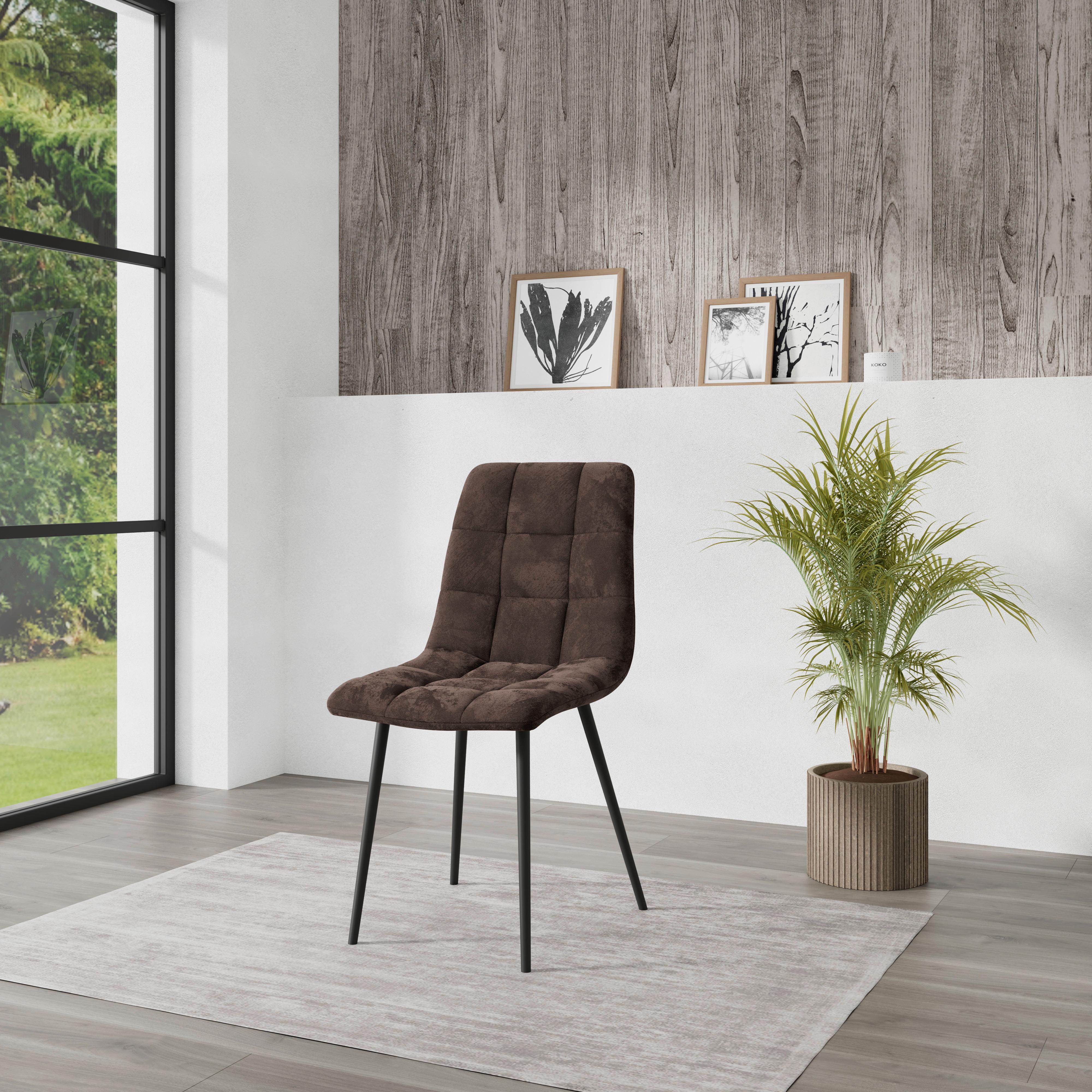 Vierfußstuhl Lech Braun Echtholz Beine - Schwarz/Braun, KONVENTIONELL, Holz/Textil (45/88/55cm)