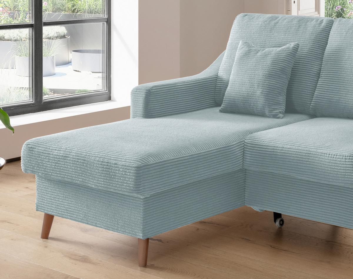 Ecksofa Valentina - Naturfarben/Hellblau, Design, Textil (150/228cm) - P & B