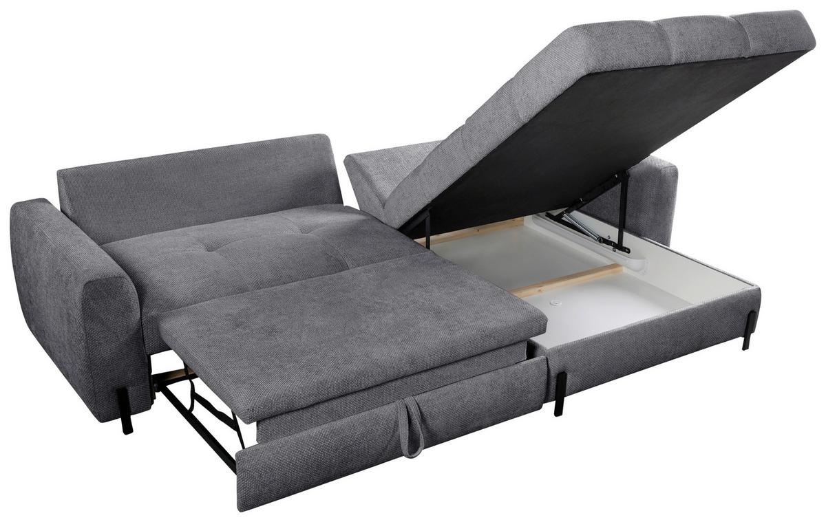 Ecksofa Naomi Grau/Schwarz, 265 cm - Schwarz/Grau, Design, Textil (265/162cm) - MID.YOU