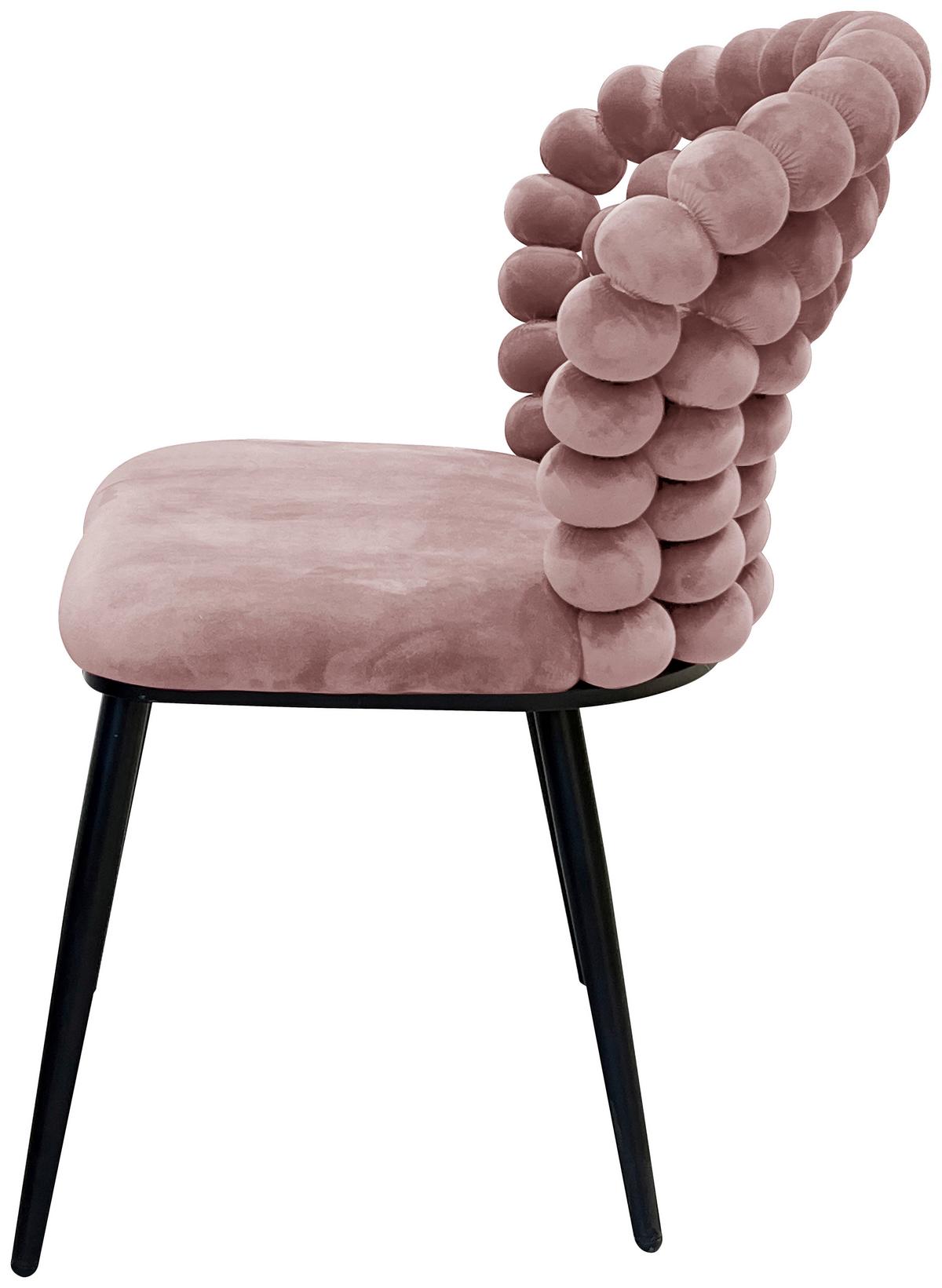 Stolička LIA zamat ružová - pink/čierna, Lifestyle, kov/drevo (55/85/62cm) - Mömax