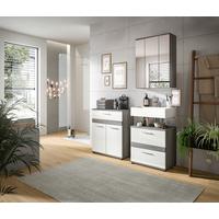BADEZIMMER Blake Weiß HG B: 140 cm - Weiß Hochglanz/Schwarz, MODERN, Glas/Holzwerkstoff (145cm) - MID.YOU